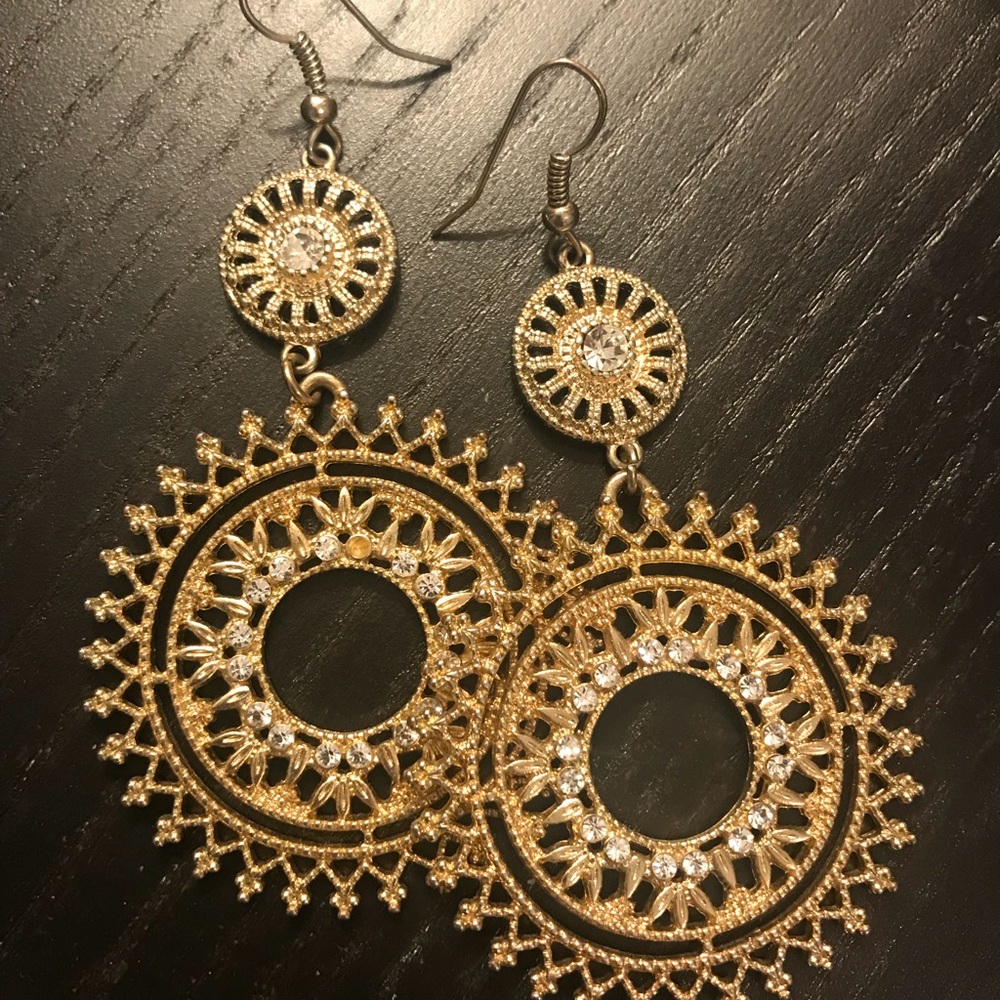 Ornate gold earrings